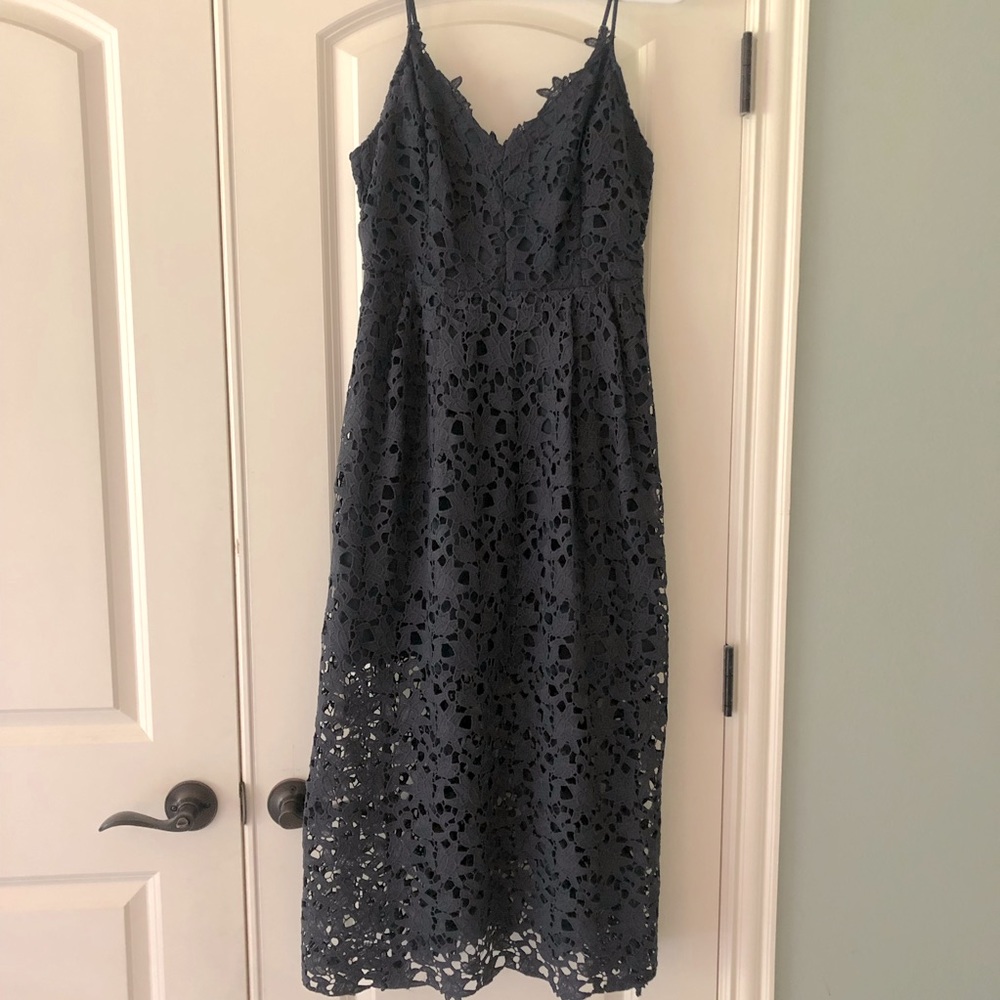 ASTR the Label navy lace midi dress